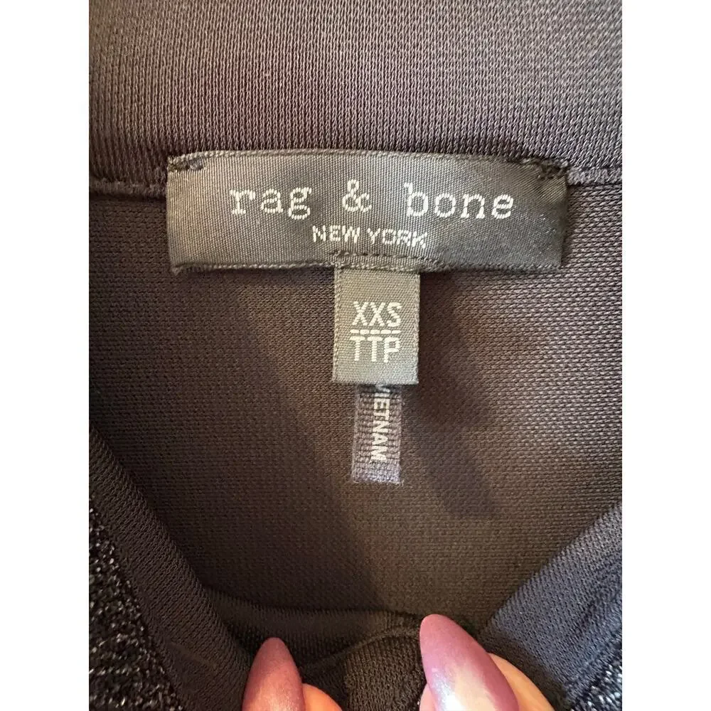 Rag and Bine Lilith Metallic Stretch-Jersey Blouse XXS - Picture 8 of 10